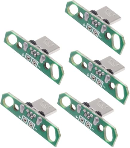 Xiwai Connecteur Mâle Micro USB 2.0 à Souder Sur PCB - Lot De 5 Pour Alimentation Rapide Jusqu'à 5V 2A