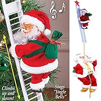 Eubell Electric Climbing Ladder Santa Claus, Christmas Super Climbing Santa Plush Doll Toy Hanging Ornament Tree Indoor Outdoor Holiday Party Home Door Wall Decoration