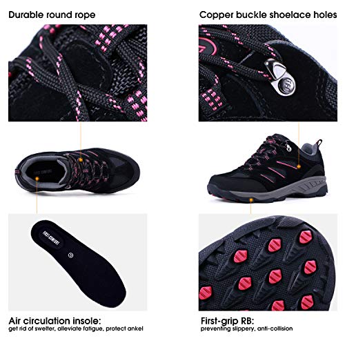 TFO Women's Air Cushion Hiking Shoe Breathable Running Outdoor Sports Trail Trekking Sneaker (9 M US, Black1) - Thumbnail 4