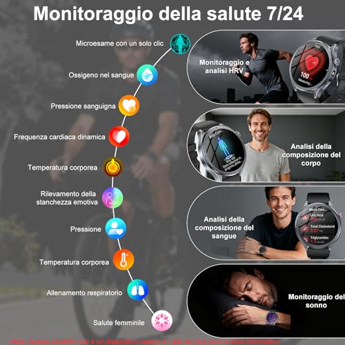 2026 New Men's Smartwatch with ECG+HRV/ChatGPT AI, 1.53 Inch Fitness Watch with Calls and LED Flashlight, 24h Sleep Monitor, Heart Rate Monitor, SpO2/Temperature/SOS, Compatible with Android and iOS