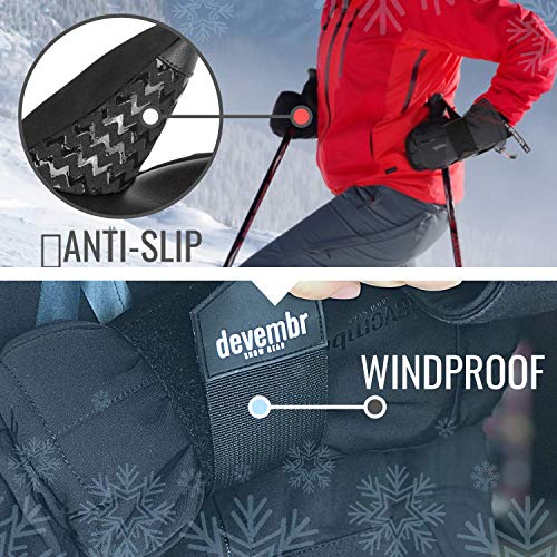 Ski Gloves Men&Women,devembr Snowboard Gloves 3M Thinsulate Insulation(Black,S) - Thumbnail 4