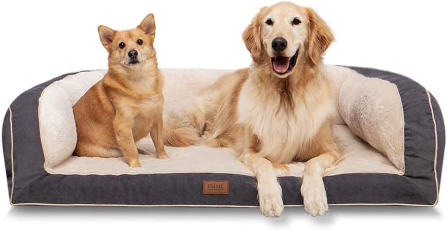 EMME Dog Bed for Small, Medium and Large Dogs Orthopedic Dog Beds with Plush Foam Mattress Joint Relief Washable & Removable Cover Deluxe Dog Couch Sofa Style Pet Bed (Grey, XX-Large) : Pet Supplies
