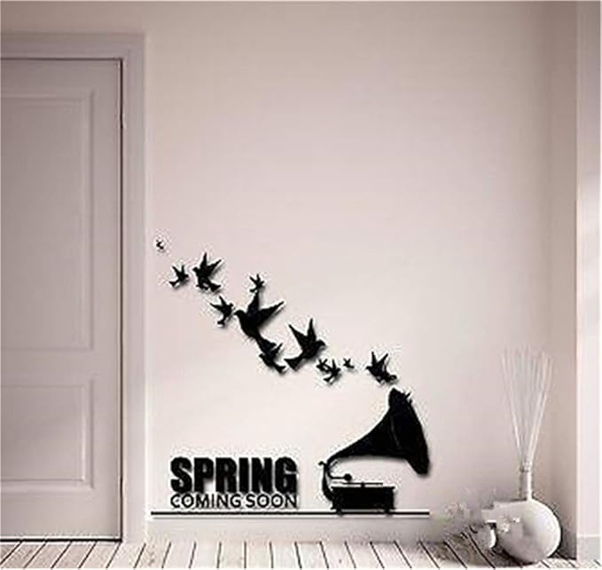 Vinilo adhesivo para pared, diseño retro de pájaros de primavera coming