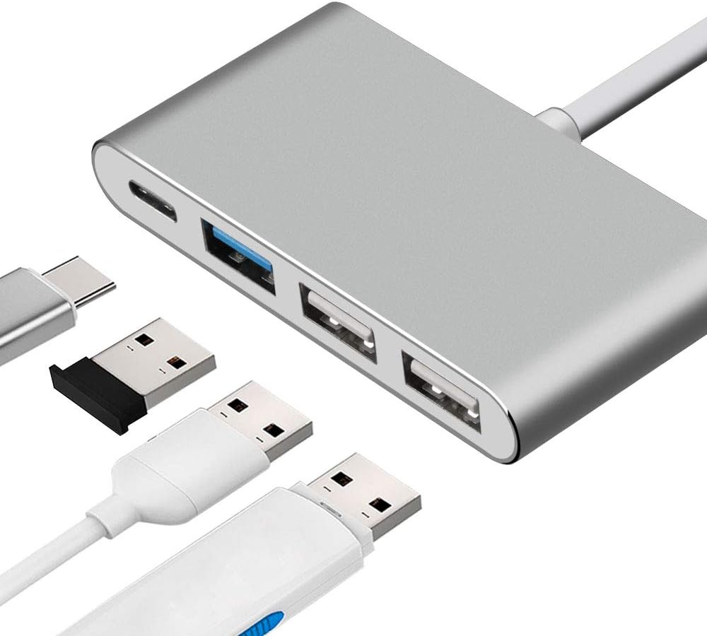 USB C HUB Multiport Adapter –Stars Wish 4-in-1 Hub with Type c ,USB 3.0,2 USB 2.0 Port Compatible for MacBook Pro， Google Chromebook , Samsung S9, S8 & More USB Type C Devices
