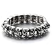 COOLSTEELANDBEYOND Heavy and Study Mens Stainless Steel Biker Skull Bracelet Silver Black Two-Tone Polished