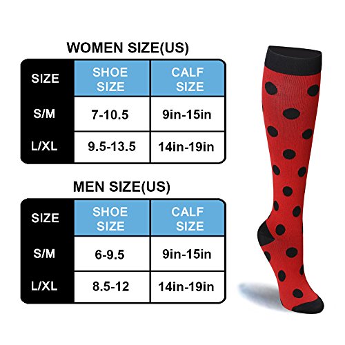 Graduated Compression Socks for Women & Men 20-30 mmHg - Moderate Compression Stockings For Running, Crossfit, Travel, Nurse, Maternity Pregnancy, Shin Splints (L/XL, Red & Black,2 Pairs)