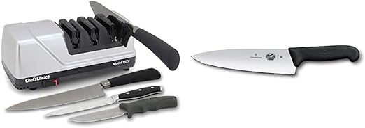 Amazon Com Chef Schoice 15 Trizor Xv Edgeselect Professional Electric Knife Sharpener For Straight And Serrated Knives 3 Stage Gray Victorinox Fibrox Pro Chef S Knife 8 Inch Chef S Kitchen Dining
