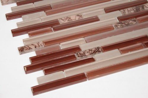Random Brick Pattern Glass Tile & Resin Tile; Color: Red Glass Mosaic Tile with Vine Resin Mosaic Tile by Mc Glass