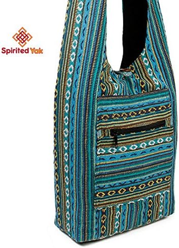 Spirited Yak Hipster Hippie Boho Bohemian Crossbody Bag - Ocean Blue