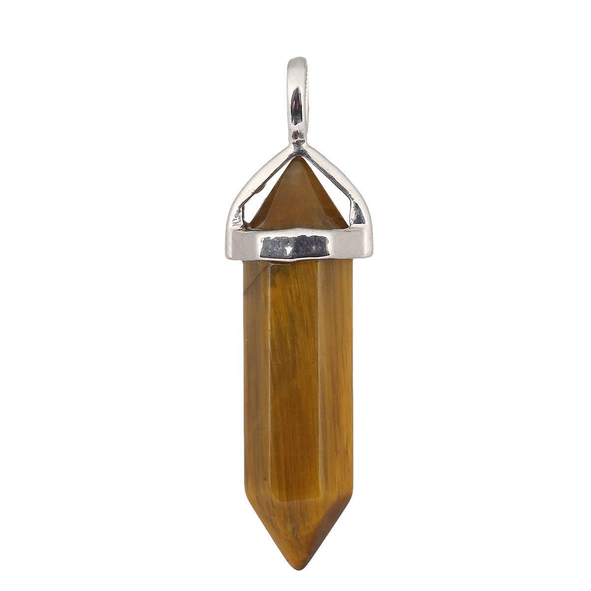 KYEYGWO Pack of 2 Crystal Points Stone Pendants Necklace for Women and Men, Tiger's Eye Stone Pendants with Chain 19"