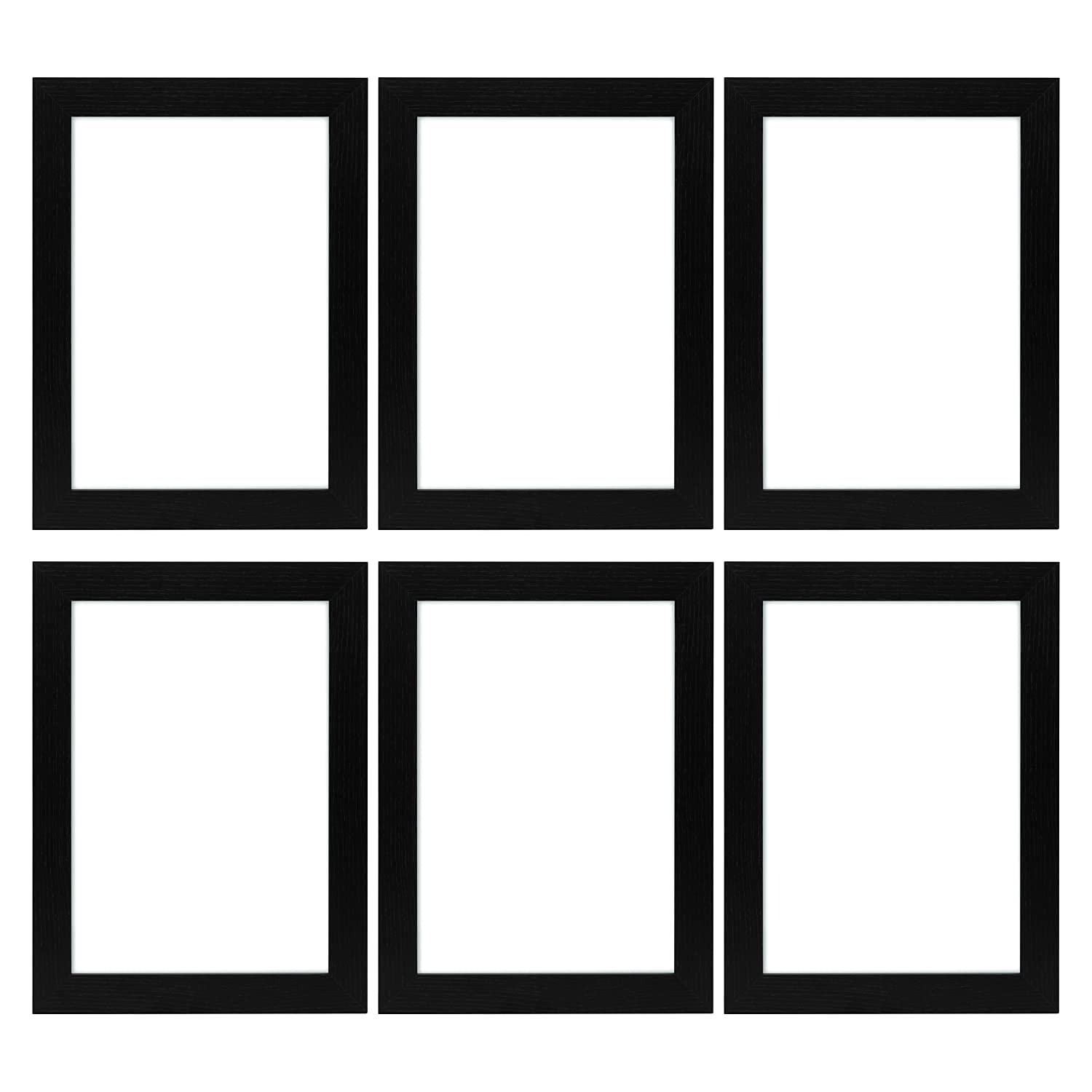 Memory Box Pack of 6 Photo Frames, MDF 30 mm Black Picture Frames for Home Family Office Decor, Classic Wall Frame & Tabletop Display Frame Size 8" x 6" (20,3x15,2 cm) Black