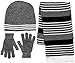 Boys 3 Piece Gray-Black Hat, Scarf & Gloves Set Winter Accessories