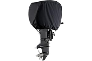NORTHBOAT Universal 30-60 HP Outboard Motor Cover, 24×14×19 inches for Fishing Boats, Yachts & Workboats Dustproof Heavy-Duty Black UV Resistant Waterproof Boat Engine Protector with Adjustable Straps
