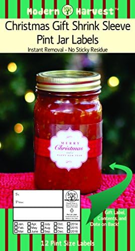 Modern Harvest Christmas Classic Ribbon Heat Shrink Home Canning Labels (Pint)