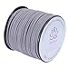 BoRuo Micro-Fiber Flat Leather Lace Beading Thread Faux Suede Cord String Velet 100 Yard Roll Spool 3mm Grey Color with Acrylic Jar