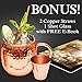Benicci Moscow Mule Copper Mugs - 100% HANDCRAFTED - Food Safe Pure Solid Unlined Copper Mug 16 oz Gift Set with BONUS: Highest Quality Cocktail Copper Straws, Shot Glass and Spoon (Set of 2)