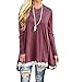 WEKILI Women's Tops Long Sleeve Lace Scoop Neck A-line Tunic Blouse Red XL/US 16-18