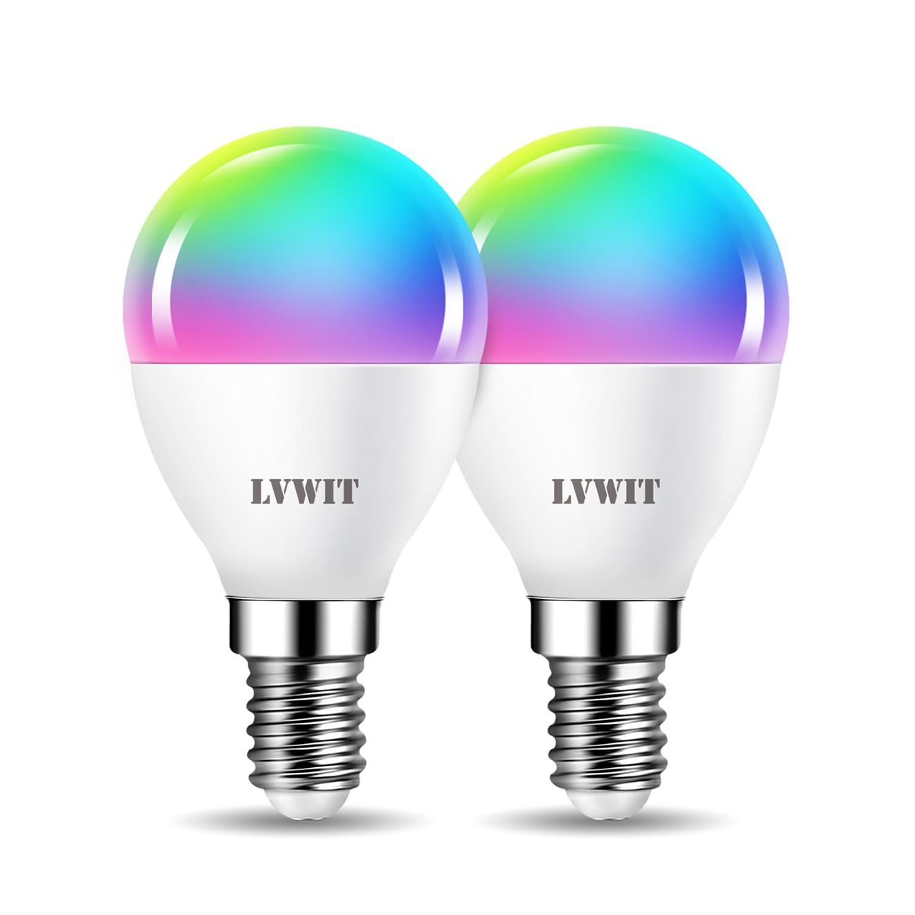 LVWIT Smart Bulb E14,Golf Smart Light Bulb,Smart WiFi Bulb E14 Screw,470Lm,4.9W Replace 40 Watt Screw Smart Bulb with Alexa,Echo,Google Assistant Light Bulbs(2PCS)