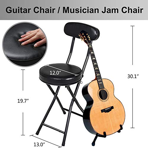 HOMOOI Cushioned Padded Folding Stool with Back,Black Pricepulse