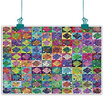J Chief Sky Patchwork,Wall Pictures W 24" x L 16" Diamond Shape Flowers Bedroom Decor for Teen Girls