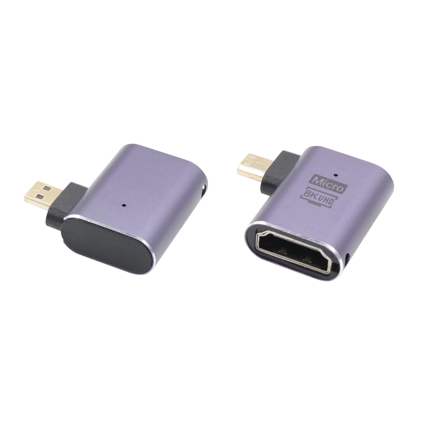 RIIEYOCA 90 Degree Right Angle UHD 8K Micro HDTV to HDTVS Adapter,Standard 48Gbps Extender Micro Male to Female Support 8K@60Hz,4K@120Hz (2pack)