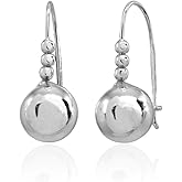 Sterling Silver Polished Dainty Round Beads Drop Earrings