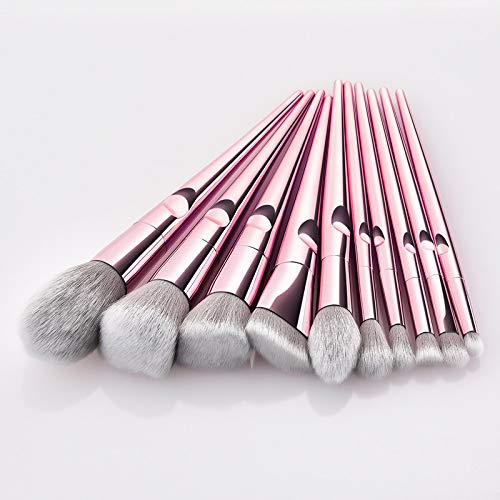 Winsummer 10 Pieces Makeup Brushes Sets Premium Makeup Brush Set Cosmetics Premium Synthetic Kabuki Foundation Blending Blush Concealer Eye Shadows Face Liquid Powder Kits with Leather Cosmetic Bag