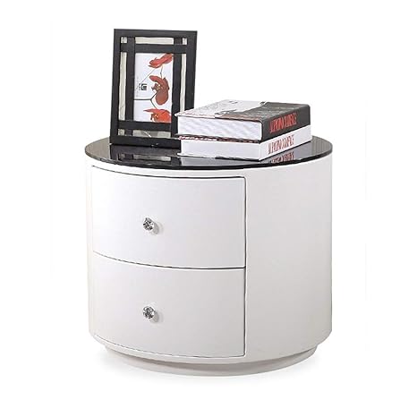 Zxpzz Bedside Locker Round Bedside Table White Drawer Creative