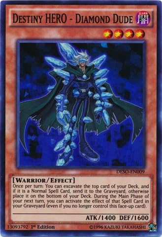 Amazon Com Yu Gi Oh Destiny Hero Diamond Dude Deso En009 Destiny Soldiers 1st Edition Super Rare Toys Games