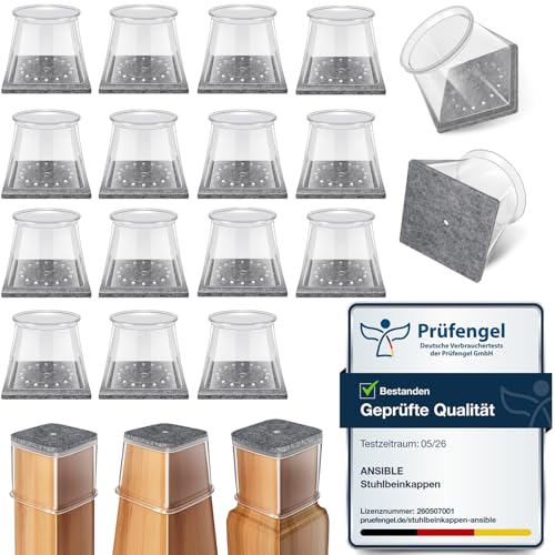 Square Chair Pads 24 Pieces Transparent Silicone Felt Pads with Felt, Anti-Scratch Felt for Chairs, Protective Leg Caps for Wooden Floors(Fit:19-25mm)