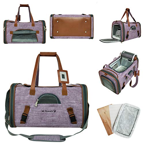 Mr. Peanut's Airline Approved Soft Sided Pet Carrier, Low Profile Gold Series Tote, Premium