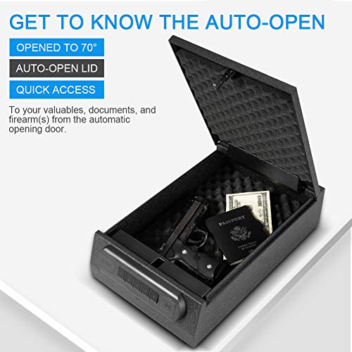 RPNB Handgun Safe, Smart Pistol Safe w/5-Digit PIN Keypad Gun Security Safe with LED & RFID Quick Access, Anchoring on Floor, Wall,Desk or Closet