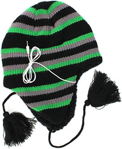 Urban Pipeline Winter Beanie Headphones Green Peruvian Style One Size