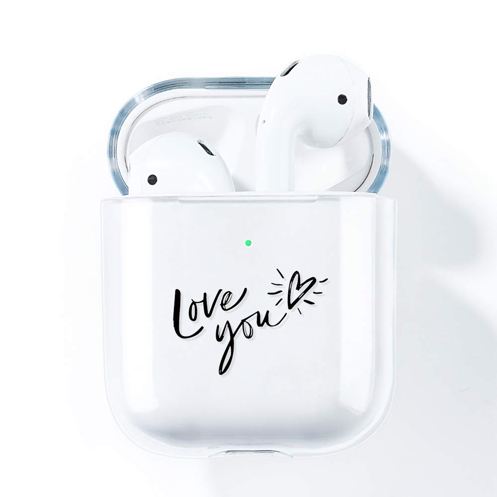 AKABEILA AirPods Case Cover, Compatible for Apple AirPods 2 1 Cases Silicone Clear With Design Air Pods 2nd 1st Generation Front LED Visible Wireless Charging Case Women Transparent Cute