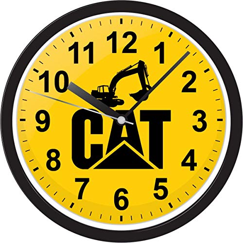 Caterpillar CAT Wall Clock Black Round Industrial Equipment