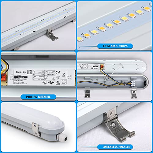 TenArea Feuchtraumleuchte LED 60cm 20W 2160LM, Verknüpfbar Werkstattlampe IP65 Wasserfest, LED Röhre Wannenleuchte für… – Bild 5