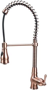 Single Handle Pull Out Copper Kitchen Faucet With Spring Spout
