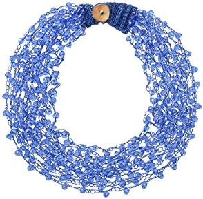 Silvstoneser Multilayer Handwoven Crystal Beads Bib Necklace Statement Choker Chunky Colorful Glass Beads for Women Girl