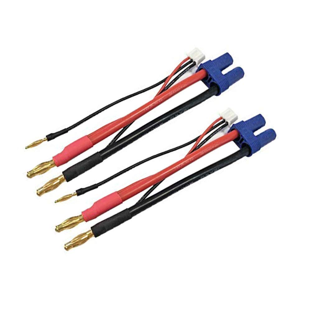 2pcs EC5 Female Connector Plug to 4mm Banana Plug Bullet Male Connector with 2S Lipo JST-XH Balance Plug Lead Wire (EC5)