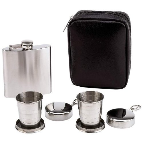 Personalized Set of 6 6Oz Flask W/ Collapsible Cup 4pc