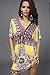 Wander Agio Womens Lace Short Sleeves Princess Dress Printing Beach Cover-up Yellow,One Size