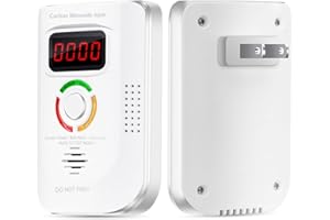 ATEONY Carbon Monoxide Detector AC Plug in, CO Gas Monitor Alarm for Travel Plug in Wall, CO Sensor Detector with LED Digital Display for Home,Depot,Test Button (1)