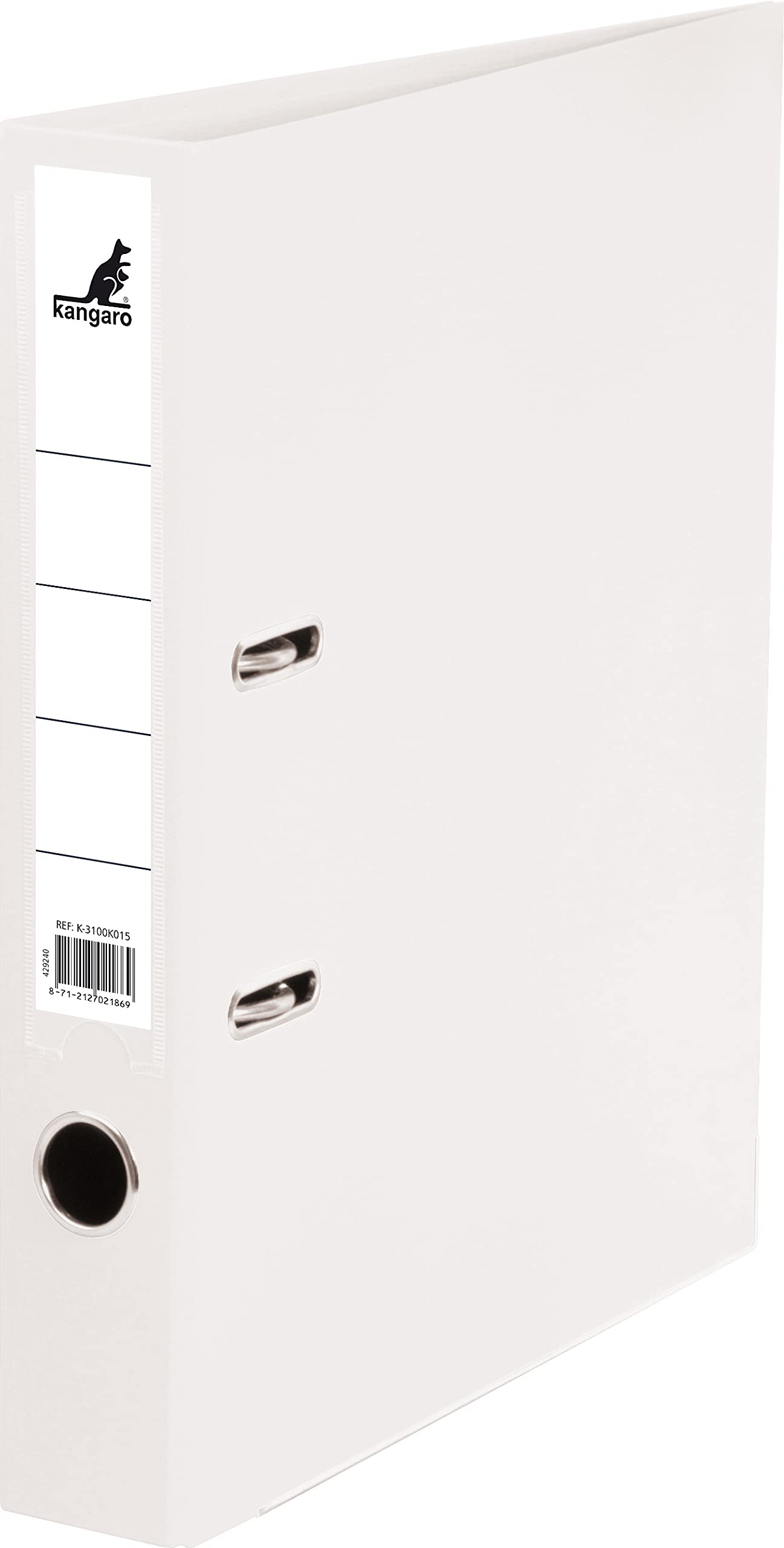 Kangaro Polypropylene Plastic Folder 5 cm Spine Width DIN A4 Colour White (Ring Binder, Lever Arch Folder, Letter Folder) — image 1