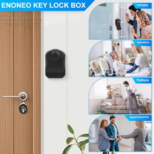 ENONEO Key Safe Box Large External Key Safe 4 Code Waterproof Key Box Combination with 2 Emergency Keys Self Check In Key Box for Home School Factory