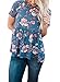 Dearlovers Women Short Sleeves Floral Print Loose Summer Blouse Tops XX-Large Size Blue