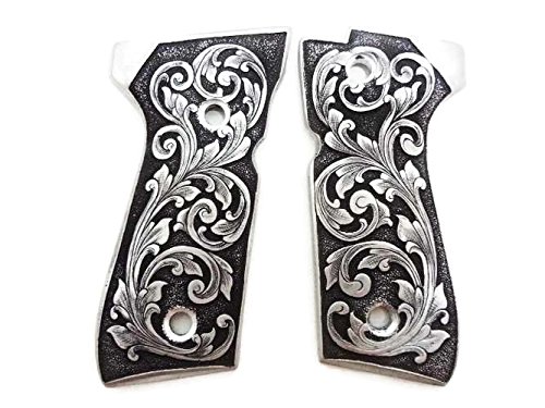 Aluminum hand engrave beretta 92fs grips flower #02