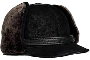 LUKKIZARA Men’s Shearling Leather Trapper Hat – Aviator Winter Cap with Genuine Sheepskin Ear Flaps | Cold Weather Hat | Ushanka