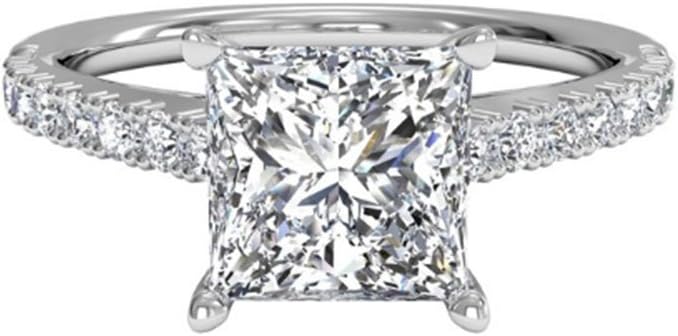 1.30Ct Diamond Wedding Band White Gold Finished Color - D Clarity - VVS1 Simulated Diamond Rings 925 Sterling Silver Ring Womens Engagement Rings Princess Cut Lab Created Size J K L M N O P
