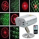 JIGUOOR Laser Lights portable LED RGB Stage Light mini Party Lights Sbolight Projector strobe light with Remote Control for decor DJ Lighting Disco Party,Night Clubs,KTV, Bar,Val 100-240v