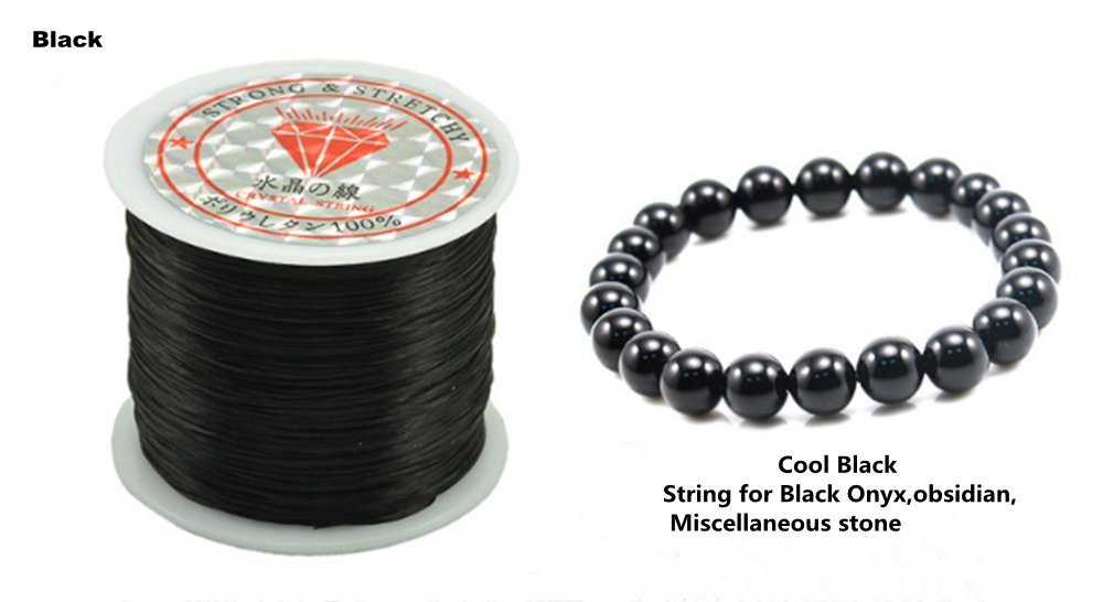 0.5mm Crystal Elastic String Angela_max Rubber Band DIY Jewelry Making Cord Bracelet Beading Stretchy Thread 50m/Roll for Children Adult Craftman Gift - Black